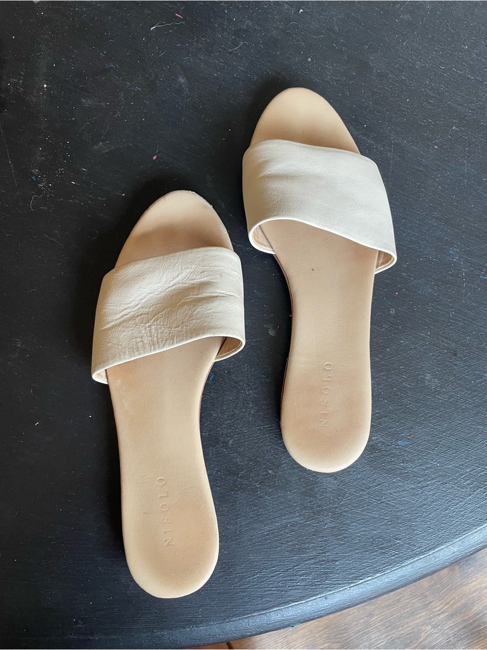 Nisolo Cream Wide-Strap Slide Sandals